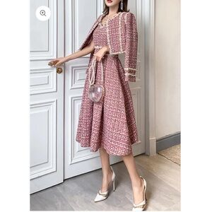 Pink Tweed Dress with Jacket